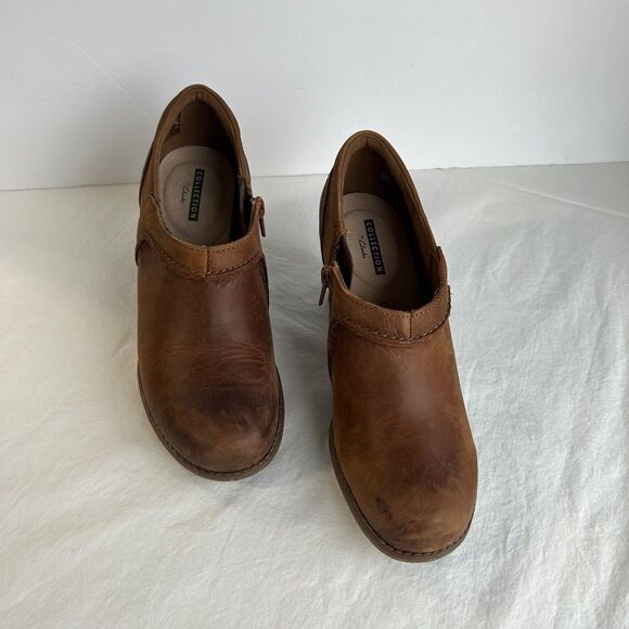 Clarks Sashlin Aleta Leather Booties Tan Brown Cushion Soft Zip Women’s 7 - Picture 3 of 6